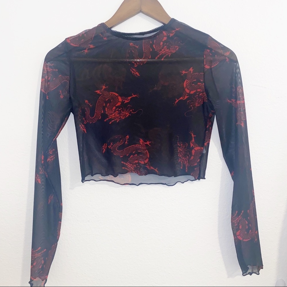 Dragon sheer crop shirt